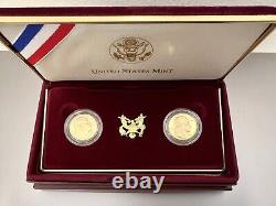 1999-W George Washington Commemorative 2 Coin Set $5 Gold UNC & Proof -GC1999