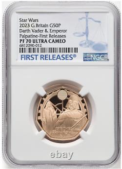 1/2 Oz GOLD 22K NGC PF70 G BRITAIN STAR WARS, Darth Vader Emperor Palpatine 2023