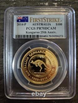 1 oz GOLD Coin 25th ANNIVERSARY 14' AUSTRALIA KANGAROO PCGS PR70 DCAM Ounce RARE