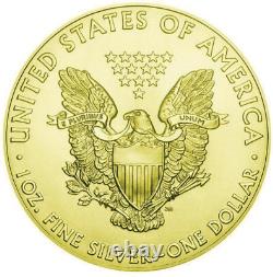 1 oz Silver American Eagle 4 Elements Series Wasser- colorized & gold gilded