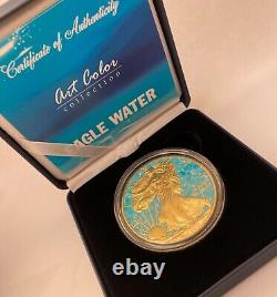 1 oz Silver American Eagle 4 Elements Series Wasser- colorized & gold gilded
