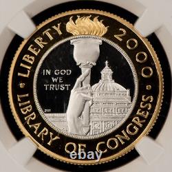 2000 $10 Congress Library Bimetallic Gold/Platinum Commemorative NGC PF 69 G4729