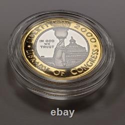 2000 $10 Library of Congress Bimetallic Gold/Platinum Commemorative -OGP- G4635