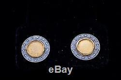 $2000 John F Kennedy. 50ct Diamond 14k Yellow Gold COIN COMMEMORATIVE Earrings