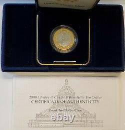 2000 Library of Congress $10 Bimetallic Gold & Platinum Proof Coin withCOA OGP