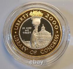 2000 Library of Congress $10 Bimetallic Gold & Platinum Proof Coin withCOA OGP