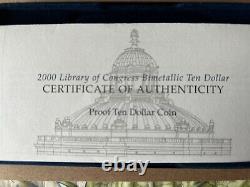 2000 Library of Congress Commemorative Proof $10 Bimetallic Gold & Platinum Coin