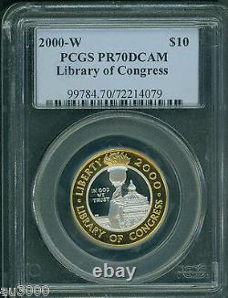 2000-W $10 Bi-Metallic LIBRARY CONGRESS PCGS PR70 PROOF PF70 Older Holder