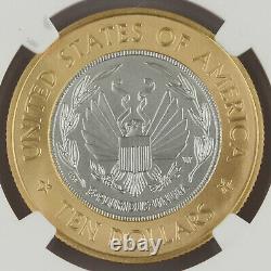 2000 W $10 Bimetallic Library of Congress Gold & Platinum BU Coin NGC MS70 RARE