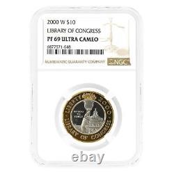 2000-W Gold/Platinum $10 Library of Congress Comm. NGC PF 69 UCAM