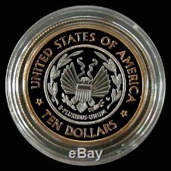 2000 W Gold & Platinum Bi-metal $10 Library Of Congress Proof Coin Box & Coa