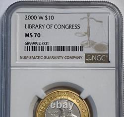 2000-W Gold/Platinum Bimetallic $10 Commem Library of Congress NGC MS 70