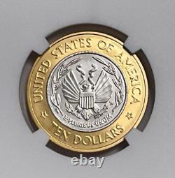2000-W Gold/Platinum Bimetallic $10 Commem Library of Congress NGC MS 70