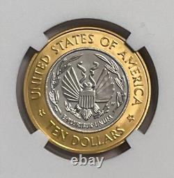 2000-W Gold/Platinum Bimetallic $10 Commem Library of Congress NGC MS 70