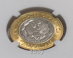 2000-W Gold/Platinum Bimetallic $10 Commem Library of Congress NGC MS 70