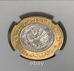 2000-W Gold/Platinum Bimetallic $10 Commem Library of Congress NGC MS 70