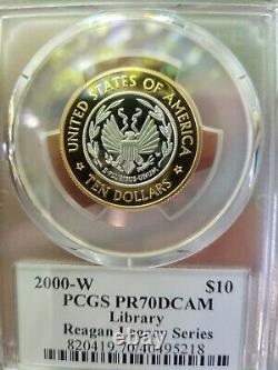 2000-W Reagan Legacy $10 Library of Congress Gold/Platin Coins PCGS MS70/Proof