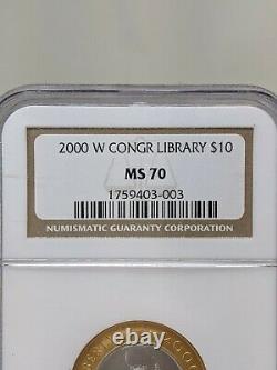 2000-W US Bimetallic $10 Library of Congress Commemorative BU-NGC Certified MS70