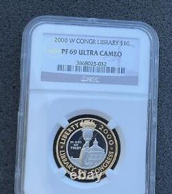 2000 W US Bimetallic $10 Library of Congress Commemorative Proof NGC PF69 UCAM