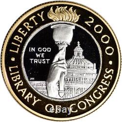 2000 W US Bimetallic $10 Library of Congress Commemorative Proof in OGP