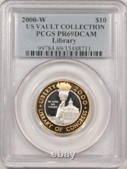 2000-w $10 Library Of Congress Bimetallic Gold & Platinum Commem Pcgs Pr-69 Dcam