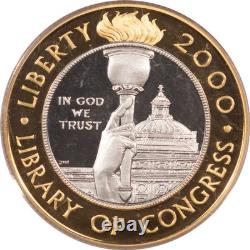 2000-w $10 Library Of Congress Bimetallic Gold & Platinum Commem Pcgs Pr-69 Dcam