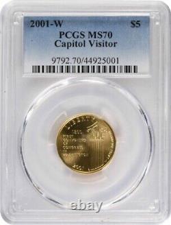2001-W Capitol Visitor $5 Gold Mint State 70 Commemorative MS70 PCGS