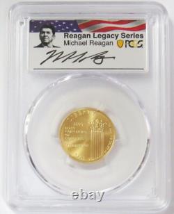 2001 W Gold Reagan Signed $5 Capitol Visitor Commemorative Pcgs Ms 69