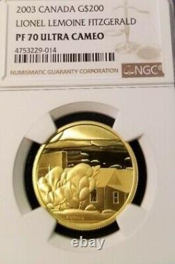 2003 Canada Gold $200 Lionel Lemoine Fitzgerald Ngc Pf 70 Ultra Cameo Perfection