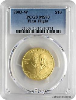 2003-W $10 First Flight Gold Commemorative Coin PCGS MS70