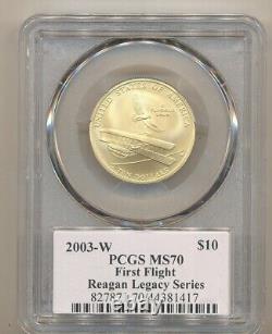 2003 W $10 Gold FIRST FLIGHT Commem PCGS MS70 REAGAN LEGACY Series -LOW POP 13