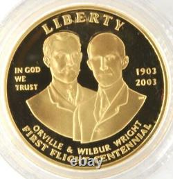 2003 W First Flight Centennial Commemorative Proof Gold $10 US Coin With Box & COA