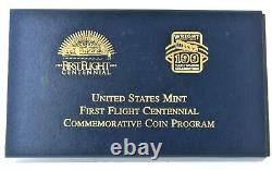2003 W First Flight Centennial Commemorative Proof Gold $10 US Coin With Box & COA