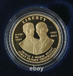 2003 W First Flight Centennial Commemorative Proof Gold $10 US Coin With Box & COA