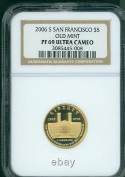 2006-S $5 SAN FRANCISCO OLD MINT COMMEMORATIVE PROOF GOLD 1/4 Oz. NGC PR69 PF69