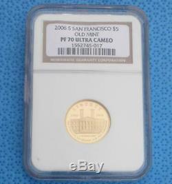 2006 S NGC PF 70 Ultra Cameo Old Mint GOLD $5 Coin, Proof U-Cam $5 Gold Coin