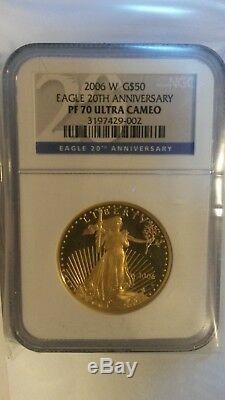 2006 w Gold 3 coin American Eagle set 20th Anniversary NGC 70 Perfect 70s