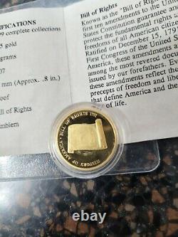 2007 Gold Proof Coin 3.1 Grams. 585 Gold 14k Bill Of Rights AMERICAN MINT