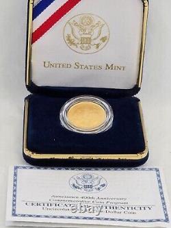 2007 Jamestown 400th Commemorative Uncirculated $5 Gold Coin 8.36 grams