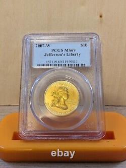 2007-W $10 Gold Jefferson's Liberty Coin, PCGS MS-69, First Spouse