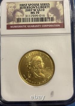 2007 W $10 Gold Spouse Series Jefferson's Liberty NGC MS 70