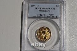 2007-W $5 Jamestown Anniversary Commemorative Gold Coin PCGS PR70DCAM