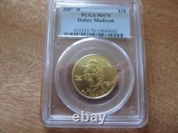 2007-W Dolley Madison MS70 Gold $10 Commemorative PCGS Certified Mint Perfect