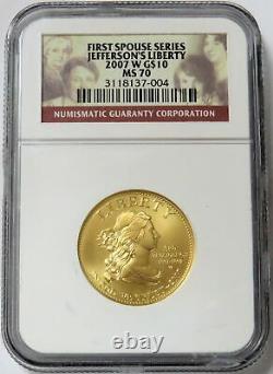 2007 W GOLD US $10 JEFFERSONS LIBERTY SPOUSE 1/2 oz COIN NGC MINT STATE 70