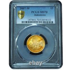 2007-W Jamestown $5 Gold Commemorative MS70 PCGS Unique Toning