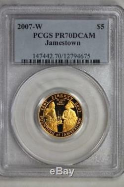 2007 W Jamestown $5 Proof Dollar Gold PR70 PCGS US Mint Commemorative Coin