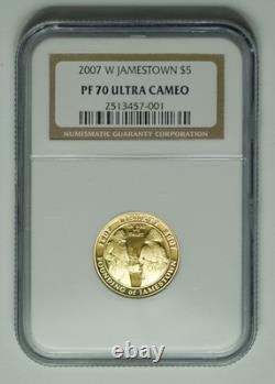 2007-W Jamestown NGC PF70 Ultra Cameo $5 Gold Commemorative Half Eagle, NICE