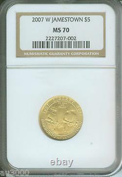 2007-w $5 Gold Commemorative Jamestown Ngc Ms70 Ms-70