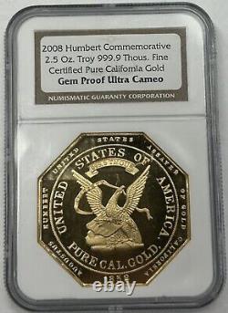 2008 2.5 Oz Gold Humbert Commemorative Fine California NGC Gem Proof Gold Coin