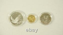 2008 Bald Eagle 3 Coin Proof Commemorative Set with $5 Gold & Silver Dollar OGP